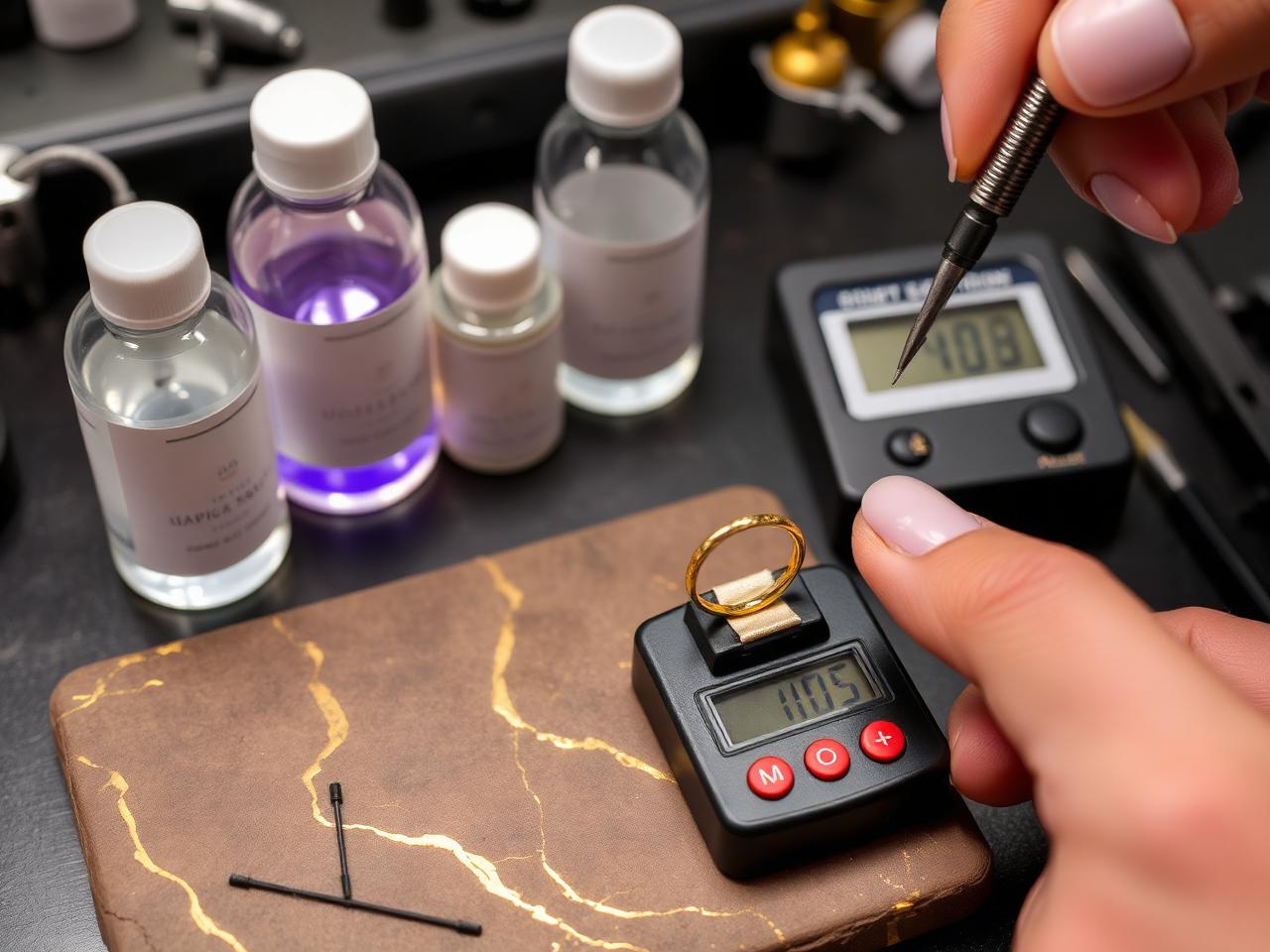 Expert controleert markering op een goudbaar — goudbaartaxatie bij Goud Inkoop Huizen